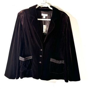 CJ Banks Brown Velvet Blazer Jacket Size 1X NEW